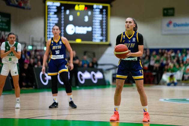 FIBA Women s EuroBasket 2027 Qualifiers Round 1, National Basketball Arena, Dublin 15 11 2025 Ireland vs Bosnia & Herzegovina Dragana Domuzin of Bosnia and Herzegovina takes a free throw Dragana Domuzin takes a free throw 15 11 2025  Copyright: x INPHO JamesxLawlorx _DSC5228