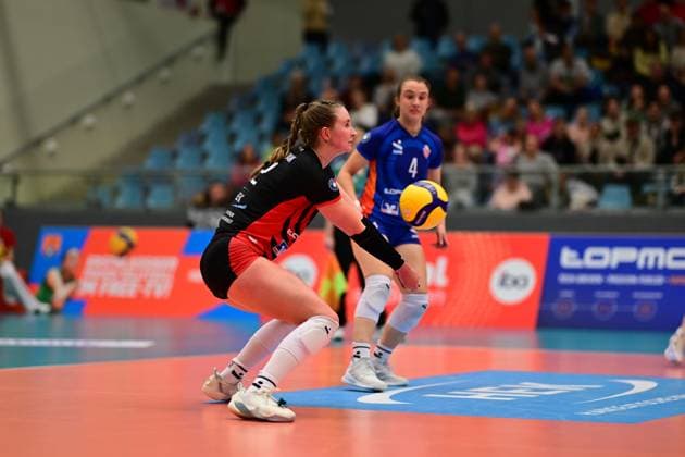 Volleyball I Frauen I Saison 2025-2026 I Bundesliga I 5. Spieltag I ETV Hamburger Volksbank Volleys - Dresdner SC I 15.11.2025 Hannah Ammerman (12, ETV Hamburger Volksbank Volleys) Hamburg CU-Arena Hamburg Deutschland Copyright: xLobeca FelixxSchlikisx