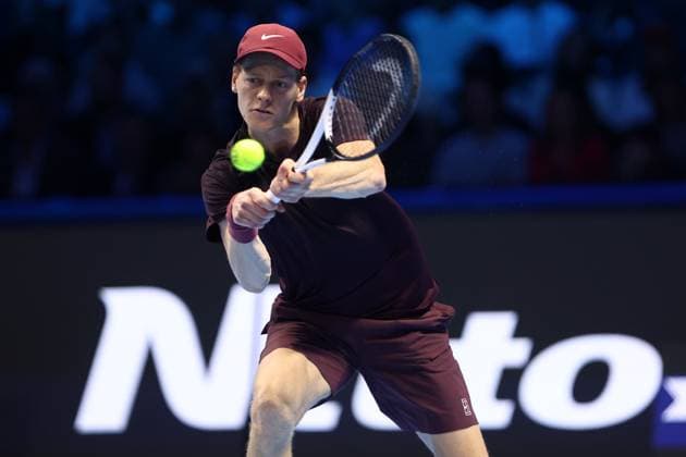 Jannik Sinner vs Alex De Minaur Jannik Sinner of Italy in action during the semi-final singles match between Jannik Sinner of Italy and Alex De Minaur of Australia on Day seven of the Nitto ATP, Tennis Herren World Tour Finals. Torino Inalpi Arena Italy Copyright: xMarcoxCanonierox