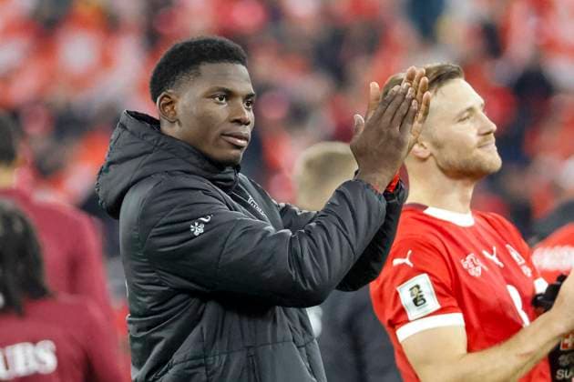 Breel Embolo (Schweiz, 07) nach dem Spiel , Schweiz, FIFA, WM-Qualifikation Europa, (Gruppe B), Schweiz vs. Schweden, 15.11.2025, Stade de Geneve, Genf, Schweiz Genf Stade de Geneve Kanton Genf Schweiz *** Breel Embolo Switzerland, 07 after the match , Switzerland, FIFA, World Cup Qualification Europe, Group B , Switzerland vs Sweden, 15 11 2025, Stade de Geneve, Geneva, Switzerland Geneva Stade de Geneve Canton Geneva Switzerland Copyright: xGrantxHubbsx