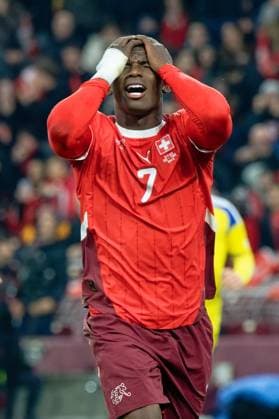 Breel Embolo (7 Switzerland) looks dejected after missing a goal during the FIFA Wolrd Cup 2026 Qualifier match between Switzerland and Sweden at Stade de Geneve in Geneva, Switzerland  Copyright: xGiuseppexVelletrix xSPPx Sportspressphoto_SPR62250