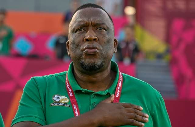 Japan v South Africa: Round of 32- FIFA U-17 World Cup Qatar 2025 Vela Khumalo head coach of South Africa looks on prior to the FIFA U-17 World Cup Qatar 2025 Round of 32 match between Japan and South Africa in Doha, Qatar, on November 15, 2025. DOHA Qatar Copyright: xNOUSHADxTHEKKAYILx