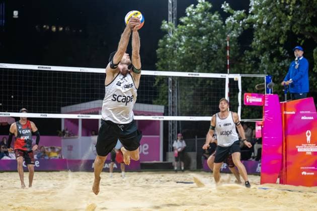 RECORD DATE NOT STATED Beach volleyball, Beachvolleyball World Championships Adelaide, Australia 15.11.2025 ADELAIDE, AUSTRALIA - NOVEMBER 15: Clemens Wickler (Player 2, GER), Nils Ehlers (Player 1 during the Beach Volleyball World Championships at Adelaide on November 15, 2025 in Adelaide, Australia. Copyright: xBEAUTIFULxSPORTS PeterxWeberx