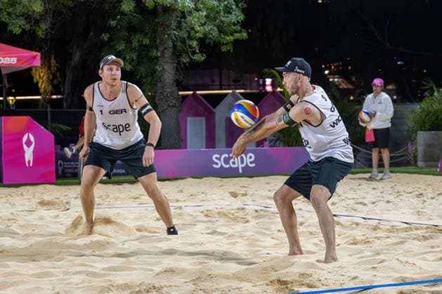 RECORD DATE NOT STATED Beach volleyball, Beachvolleyball World Championships Adelaide, Australia 15.11.2025 ADELAIDE, AUSTRALIA - NOVEMBER 15: Clemens Wickler (Player 2, GER), Nils Ehlers (Player 1 during the Beach Volleyball World Championships at Adelaide on November 15, 2025 in Adelaide, Australia. Copyright: xBEAUTIFULxSPORTS PeterxWeberx