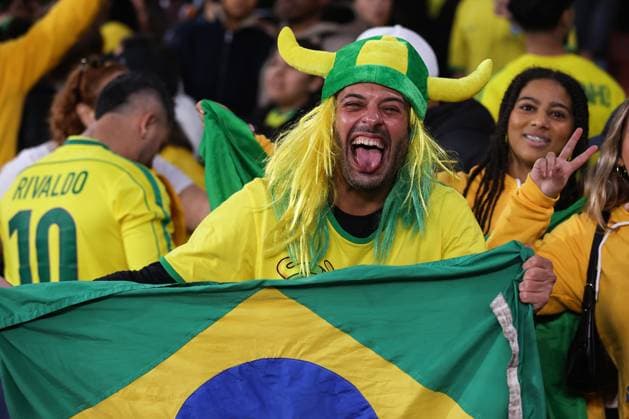 Brazil v Senegal 15 November 2025, London - International Friendly, Länderspiel, Nationalmannschaft - Brazil v Senegal - Brazil fans - Photo: Jacques Feeney Offside. London UK *** Brasilien gegen Senegal 15. November 2025, London Internationales Freundschaftsspiel Brasilien gegen Senegal Brasilien-Fans Foto Jacques Feeney Abseits London UK  Copyright: xJacquesxFeeneyx xOffsidexOffside