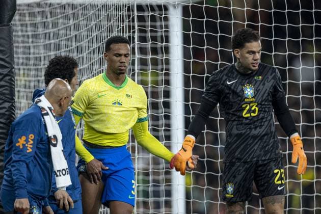 Gabriel Magalhaes of Brazil reacts during the International Friendly, Länderspiel, Nationalmannschaft match between Brazil vs Senegal at Emirates Stadium on November 15th,2025 (Photo by Joao Bravo Sports Press Photo) Copyright: xJoaoxBravox Sportspressphoto_SPR62312