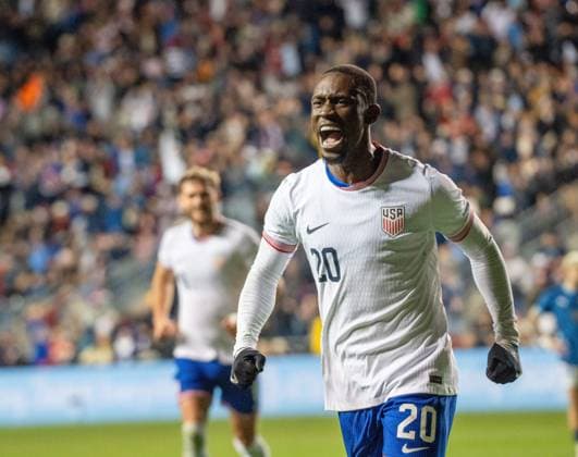 November 15, 2025, Chester, Pennsylvania, United States: USA Mens national team, Nationalteam player, FOLARIN BALOGUN (20) celebrates scoring a goal against the Paraguay National team during the match at Subaru Park Chester United States - ZUMArf1_ 20251115_zaf_rf1_014 Copyright: xRickyxFitchettx
