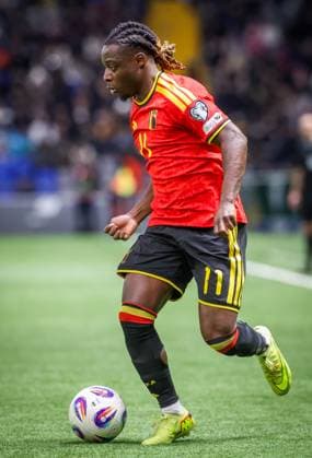 Belgium s Jeremy Doku pictured in action during a soccer game between Kazakhstan and Belgium s Red Devils, Saturday 15 November 2025 in Astana, Kazakhstan, qualification game 7 8 for the 2026 FIFA World Cup, WM, Weltmeisterschaft, Fussball VIRGINIExLEFOUR  x141890286x