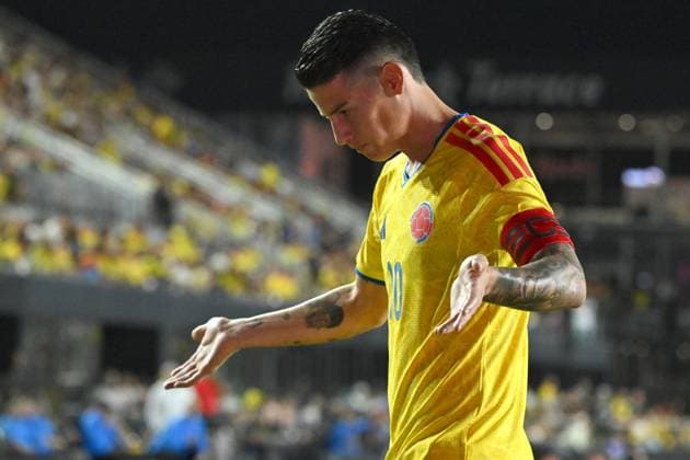 James Rodriguez of Colombia reacts in a friendly match between the Colombian and New Zealand national teams at Chase Stadium in Fort Lauderdale, Florida, United States, 15 November 2025. International Friendly, Länderspiel, Nationalmannschaft Colombia - New Zealand !ACHTUNG: NUR REDAKTIONELLE NUTZUNG!  Copyright: xGiorgioxVierax AME9463 20251116-55018550833_1