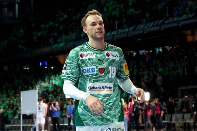 DEU, DHB, 1.HBL, Fuechse Berlin vs. THW Kiel, 15.11.2025, Max-Schmeling-Halle, Berlin, DEU, DHB, 1.HBL, Fuechse Berlin vs. THW Kiel, im Bild Mathias Gidsel (Fuechse Berlin 19)