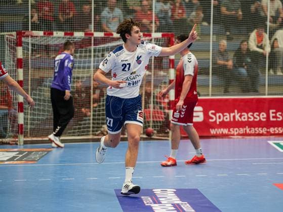 Nils Fuhrmann (1. VFL Potsdam, 27) jubelt TuSEM Essen vs. 1. VfL Potsdam, Handball, 2. Bundesliga, 11. Spieltag, Saison 2025 2026, 15.11.2025 TuSEM Essen vs. 1. VfL Potsdam, Handball, 2. Bundesliga, 11. Spieltag, Saison 2025 2026, 15.11.2025 Essen Copyright: xEibner-Pressefoto DamianxKruczynx EP_DKI