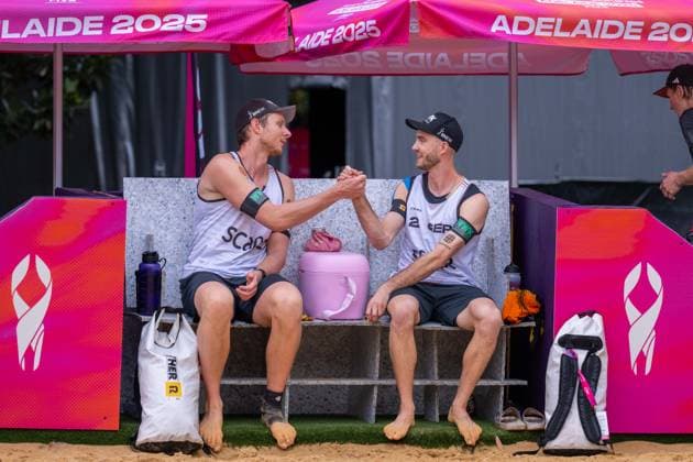 RECORD DATE NOT STATED Beach volleyball, Beachvolleyball World Championships Adelaide, Australia 16.11.2025 ADELAIDE, AUSTRALIA - NOVEMBER 16: Nils Ehlers (Player 1 GER), Clemens Wickler (Player 2 GER) during the Beach Volleyball World Championships at Adelaide on November 16, 2025 in Adelaide, Australia. Copyright: xBEAUTIFULxSPORTS PeterxWeberx