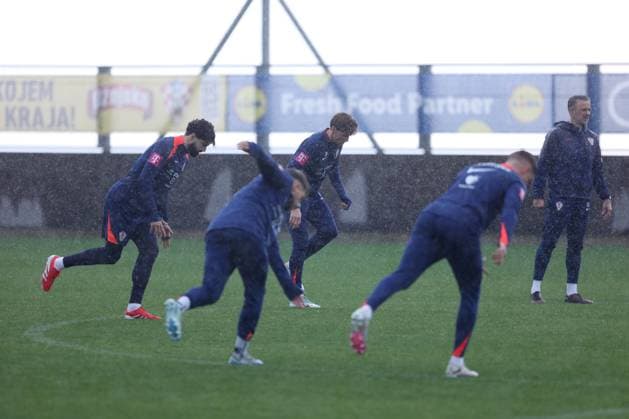Training session of Croatia National football Team Players Josko Gvardiol and Kristijan Jakic during Croatia training session ahead FIFA World Cup, WM, Weltmeisterschaft, Fussball qualifier match between Croatia and Montenegro at HNK Rijeka Stadium on November 16, 2025 in Rijeka, Croatia. Croatia will play against Montenegro on November 17.  NelxPavletic PIXSELL