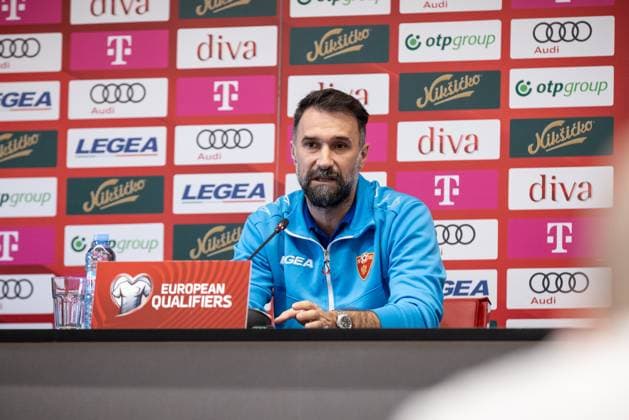 press conference, PK, Pressekonferenz of Montenegro National Football Team Head coach Mirko Vucinic speaks during the press conference on November 16, 2025 in Podgorica, Montenegro, ahead of the FIFA World Cup, WM, Weltmeisterschaft, Fussball 2026 qualifier match against Croatia. The football match between Montenegro and Croatia is on November 17.  StefanxIvanovic PIXSELL