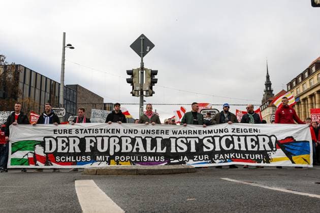 Fandemo am 16.11.2025 in Leipzig - Der Fußball ist sicher Der Fußball ist sicher - Ja zur Fankultur Demo