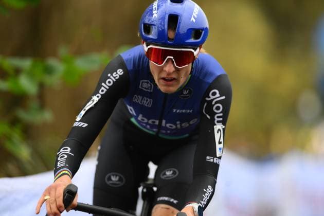 Dutch Lucinda Brand pictured in action during the women elite race of the Flandriencross cyclocross cycling event, stage 3 8 in the X20 Badkamers Trofee competition, Sunday 16 November 2025 in Hamme. DAVIDxPINTENS  x141965451x