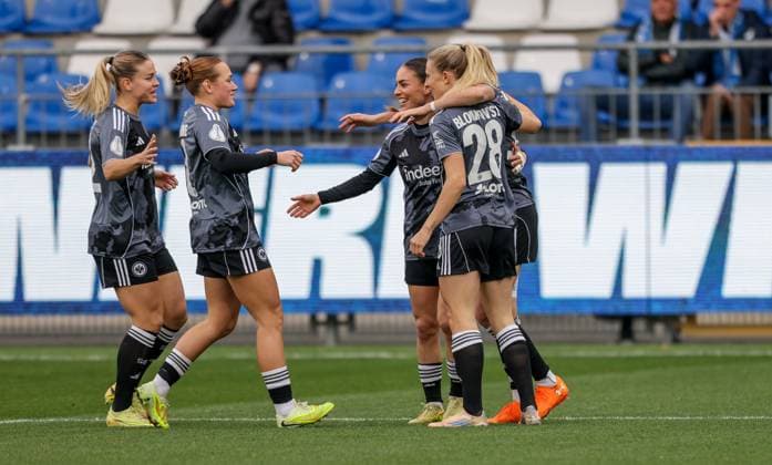 DEU, Wolfsburg, TSG Hoffenheim vs Eintracht Frankfurt, DFB-Pokal der Frauen, DFB, Saison 2526, Dietmar-Hopp-Stadion, Achtelfinale im Bild: Laura Freigang (Eintracht Frankfurt 10) erzielt das Tor zum 1:0, Jubel und Freude DFB DFL REGULATIONS PROHIBIT ANY USE OF PHOTOGRAPHS AS IMAGE SEQUENCES AND OR QUASI-VIDEO, 16.11.2025 Copyright: HMBxMedia HendrikxHamelau