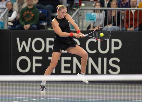Billie Jean King Cup 2025 Play-Offs, TC Ismaning, Muenchen, Deutschland, Team Belgium, Jeline Vandromme (BEL) Tennis - Billie Jean King Cup 2025 - ITF Billie Jean King Cup - TC Ismaning - Ismaning - Bayern - Deutschland - 16 November 2025. Copyright: xJuergenxHasenkopfx