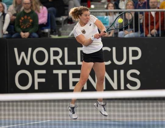 Billie Jean King Cup 2025 Play-Offs, TC Ismaning, Muenchen, Deutschland, Team Germany, Anna-Lena Friedsam Tennis - Billie Jean King Cup 2025 - ITF Billie Jean King Cup - TC Ismaning - Ismaning - Bayern - Deutschland - 16 November 2025. Copyright: xJuergenxHasenkopfx