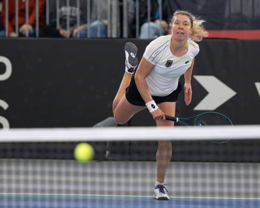 Billie Jean King Cup 2025 Play-Offs, TC Ismaning, Muenchen, Deutschland, Team Germany, Anna-Lena Friedsam Tennis - Billie Jean King Cup 2025 - ITF Billie Jean King Cup - TC Ismaning - Ismaning - Bayern - Deutschland - 16 November 2025. Copyright: xJuergenxHasenkopfx