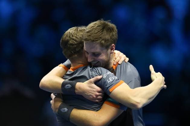 November 16, 2025, Turin, Piedmont, Italy: HENRY PATTEN of Great Britain and HARRI HELIOVAARA of Finland celebrate winning the Men s Doubles Final against Joe Salisbury and Neal Skupski of Great Britain in the Nitto ATP, Tennis Herren Tennis Finals in Turin, Italy. Turin Italy - ZUMAc179 20251116_zep_c179_047 Copyright: xMickaelxChavetx