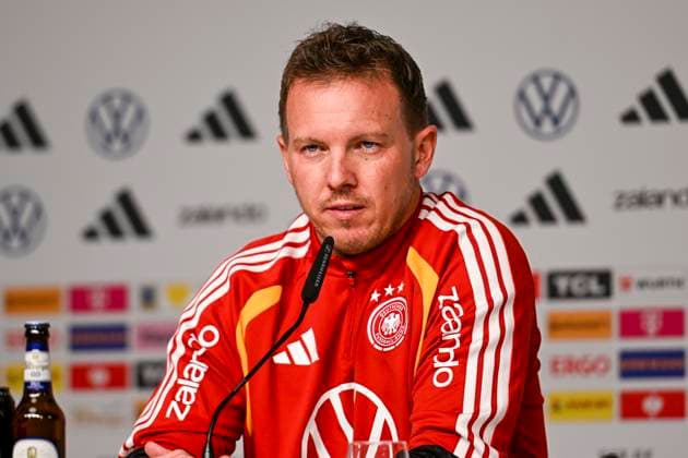 Trainer Julian Nagelsmann (Deutschland) in der PK 16.11.2025 Fussball WM Qualifikation Pressekonferenz Deutschland vs Slowakei, Red Bull Arena, Leipzig,