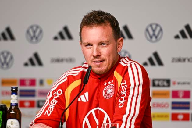 Trainer Julian Nagelsmann (Deutschland) in der PK 16.11.2025 Fussball WM Qualifikation Pressekonferenz Deutschland vs Slowakei, Red Bull Arena, Leipzig,