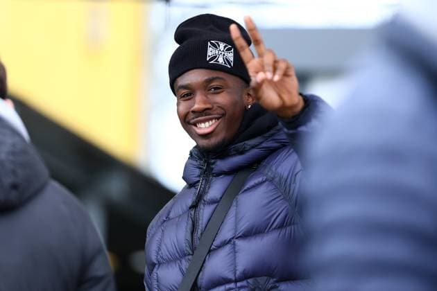 Joel Agyekum (Hamburger SV, aktuell ausgeliehen an Viktoria Köln). Fußball I Herren I Regionalliga Nord I Saison 2025-2026 I 19. Spieltag I Hamburger SV U21, U 21 - HSC Hannover I 16.11.2025 I Stadion Hoheluft