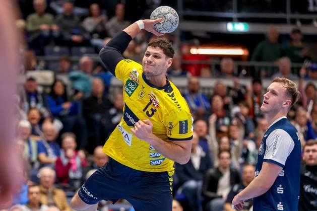 16.11.2025, Handball, HBL, Bergischer HC - Rhein-Neckar Löwen, Mitsubishi Electric HALLE Düsseldorf: Sebastian Heymann (Rhein-Neckar Löwen 13) Nordrhein-Westfalen Deutschland