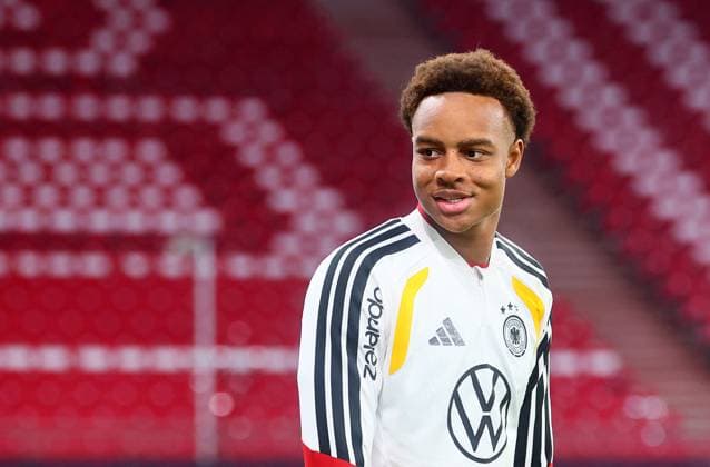 Deutschland - Slowakei Training Leipzig, 16.11.2025, Matchday -1, Red Bull Arena, Abschlusstraining, vor der WM Qualifikation BR Deutschland vs. Slowakei am 17.11.2025 , Im Bild: Assan Ouedraogo ( 9, DEU) ,
