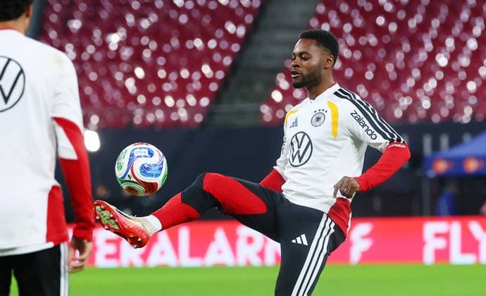 Deutschland - Slowakei Training Leipzig, 16.11.2025, Matchday -1, Red Bull Arena, Abschlusstraining, vor der WM Qualifikation BR Deutschland vs. Slowakei am 17.11.2025 , Im Bild: Ridle Baku ( 23, DEU) ,