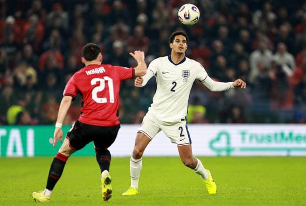 Jarell Quansah of England. Albania v England, FIFA 2026 World Cup Qualifying, Group K, Football, Arena Kombetare, Tirana, Albania - 16 Nov 2025Tirana Arena Kombetare Albania EDITORIAL USE ONLY No use with unauthorised audio, video, data, fixture lists, club league logos or live services. Online in-match use limited to 120 images, no video emulation. No use in betting, games or single club league player publications.  Copyright: xNikolaxKrstic Shutterstockx 15786244s