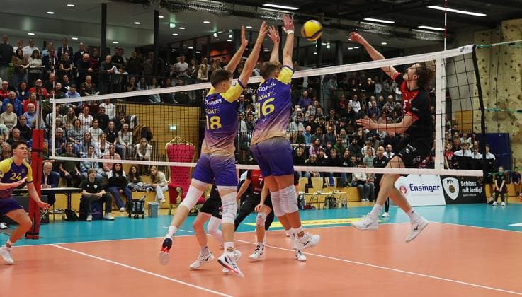 Ludwigsburg , Volleyball Bundesliga , Barock Volleys MTV Ludwigsburg vs. cerebricks VOLLEY GOATS Mitteldeutschland , rechts: Ben-Simon Bonin ( Lubu )