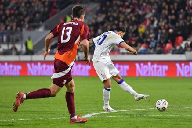 SERBIA vs LATVIA LAZAR SAMARDZIC football Serbia vs Latvia FIFA World Cup, WM, Weltmeisterschaft, Fussball qualification match at Dubocica stadiuim , Leskovac 16.11.2025 Foto: FOOTBALL, SERBIA, LATVIA, FIFA WORLD CUP QUALIFICATIONS MATCH Leskovac Dubocica stadium Serbia Copyright: xMarkoxMetlas xMNxPressx