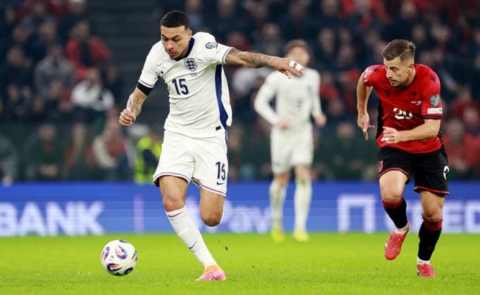 Morgan Rogers of England. Albania v England, FIFA 2026 World Cup Qualifying, Group K, Football, Arena Kombetare, Tirana, Albania - 16 Nov 2025Tirana Arena Kombetare Albania EDITORIAL USE ONLY No use with unauthorised audio, video, data, fixture lists, club league logos or live services. Online in-match use limited to 120 images, no video emulation. No use in betting, games or single club league player publications.  Copyright: xNikolaxKrstic Shutterstockx 15786244df
