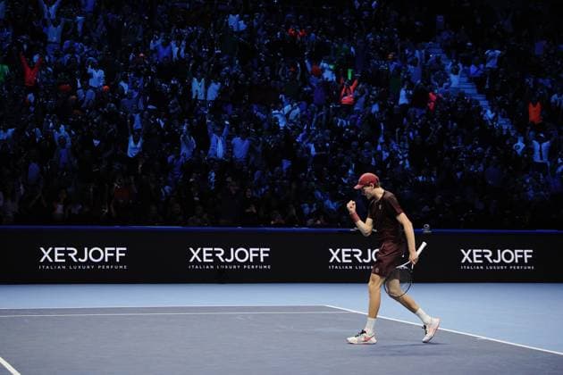 Italy s Jannik Sinner reacts during the singles final tennis match of the ATP, Tennis Herren World Tour Finals against Spain s Carlos Alcaraz at the Inalpi Arena in Turin, Italy - Sunday, Nov. 16, 2025. - Tennis  Copyright: xMarcoxAlpozzi LaPressex
