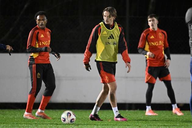 Belgium v Liechtenstein - FIFA World Cup, WM, Weltmeisterschaft, Fussball 2026 UEFA Qualifier - Media Activities 16 11 2025 ILIEGE, BELGIUM - NOVEMBER 16 : Openda Lois forward of Belgium, Vermant Romeo forward of Belgium pictured during a training session of the Belgian National Football team prior to the FIFA World Cup 2026 European Qualifiers match between Belgium and Liechtenstein on November 16, 2025 in Liege, Belgium, 16 11 2025 Liege Belgium  Copyright: xTomasxSiskx