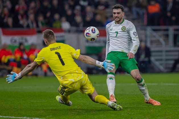 Hungary v Republic of Ireland - FIFA World Cup, WM, Weltmeisterschaft, Fussball 2026 Qualifier Troy Parrott of Ireland scores his second goal during the FIFA 2026 World Cup Qualifiers match at Puskas Arena in Budapest, Hungary, on November 16, 2025. Budapest Hungary  Copyright: xRobertxSzaniszlox originalFilename:szaniszlo-notitle251116_npmhm.jpg