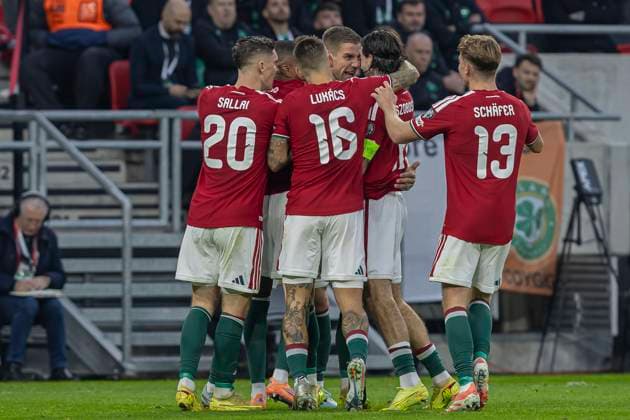 Hungary v Republic of Ireland - FIFA World Cup, WM, Weltmeisterschaft, Fussball 2026 Qualifier Team Hungary celebrates Barnabas Varga s second goal during the FIFA 2026 World Cup Qualifiers match at Puskas Arena in Budapest, Hungary, on November 16, 2025. Budapest Hungary  Copyright: xRobertxSzaniszlox originalFilename:szaniszlo-notitle251116_npWm9.jpg