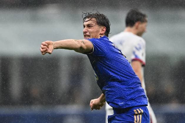Pio Esposito (ITA) celebrates after scoring the goal of 1-0 during during the FIFA 2026 World Cup Qualifying Round Matchday 10 between Italy and Norway at San Siro Stadium on November 16, 2025 in Milan, Italy.  Copyright: xDomenicoxCippitelli IPAxSportx xipa-agency.netx xx IPA_68033247 IPA_Agency_IPA68033247