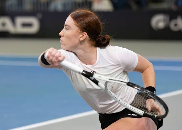 Billie Jean King Cup 2025 Play-Offs, TC Ismaning, Muenchen, Deutschland, Team Germany Ella Seidel Tennis - Billie Jean King Cup 2025 - ITF Billie Jean King Cup - TC Ismaning - Ismaning - Bayern - Deutschland - 16 November 2025. Copyright: xJuergenxHasenkopfx