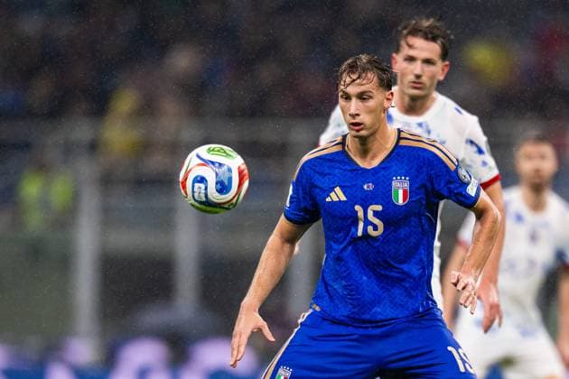 251116 Pio Esposito of Italy during the FIFA World Cup, WM, Weltmeisterschaft, Fussball Qualifier football match between Italy and Norway on November 16, 2025 in Milan. Photo: Vegard Grott BILDBYRAN kod VG VG0836 bbeng fotball football soccer fotboll fifa world cup qualifiers european qualifiers 2026 uefa world cup qualifiers vm-kvalifisering vm kvalik vm kval norge norway italien italia italy milano Copyright: VEGARDxGRoTT BB251116VG068