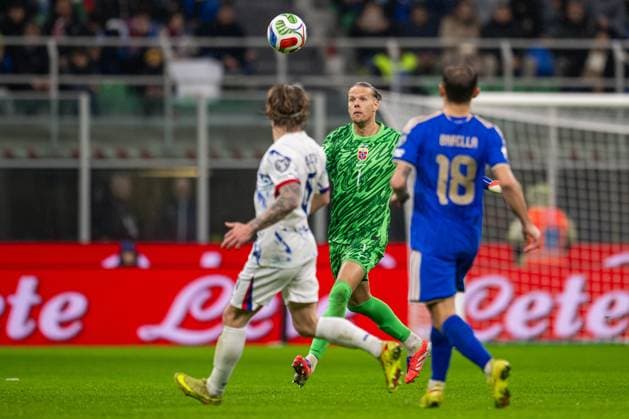 251116 Goalkeeper orjan Nyland of Norway during the FIFA World Cup, WM, Weltmeisterschaft, Fussball Qualifier football match between Italy and Norway on November 16, 2025 in Milan. Photo: Vegard Grott BILDBYRAN kod VG VG0836 bbeng fotball football soccer fotboll fifa world cup qualifiers european qualifiers 2026 uefa world cup qualifiers vm-kvalifisering vm kvalik vm kval norge norway italien italia italy milano Copyright: VEGARDxGRoTT BB251116VG083