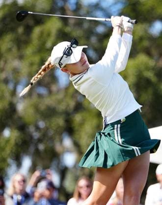 BELLEAIR, FL - NOVEMBER 16: LPGA, Golf Damen golfer Nataliya Guseva plays her tee shot on the first hole during the final round of The Annika driven by Gainbridge at Pelican on November 16, 2025, at the Pelican Golf Club in Belleair, Florida. (Photo by Brian Spurlock Icon Sportswire). GOLF: NOV 16 LPGA The ANNIKA EDITORIAL USE ONLY Icon25111614