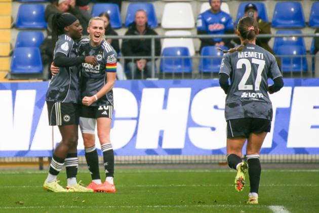 16.11.2025, xgrfx, Fussball DFB Pokal Frauen Achtelfinale , TSG Hoffenheim - Eintracht Frankfurt v.l. Tor, Nicole Anyomi (Eintracht Frankfurt) (DFL DFB REGULATIONS PROHIBIT ANY USE OF PHOTOGRAPHS as IMAGE SEQUENCES and or QUASI-VIDEO) Dietmar-Hopp Stadion