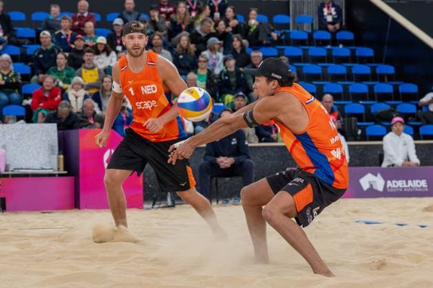 RECORD DATE NOT STATED ADELAIDE, AUSTRALIA - NOVEMBER 17: Matthew Immers (Player 2 - NED), Ruben Penninga (Player 1 - NED) during the Beach volleyball, Beachvolleyball World Championships at Adelaide on November 17, 2025 in Adelaide, Australia. Australia Copyright: xBEAUTIFULxSPORTS PeterxWeberx