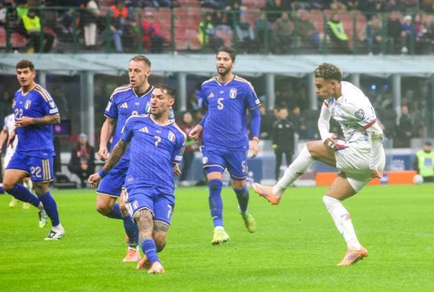 Qualifying match for the 2026 FIFA World Cup, WM, Weltmeisterschaft, Fussball Group I, between Italy and Norway Goal the Antonio Nusa (Norway) During the November 16, 2025, football match between Italy and Norway in the Group I World Cup Qualifiers at the San Siro Stadium in Milan. Milano Stadio San Siro Lombardia italia Copyright: xFABIOxSASSO FPAxFabioxSasso FPAx Italia Norvegia2025_11_16Fabio Sasso2372