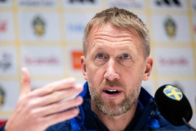 251117 Head coach Graham Potter of the Swedish men s national football team at a press conference, PK, Pressekonferenz on November 17, 2025 in Stockholm. Photo: Jesper Zerman BILDBYRAN kod JZ JZ0647 fotboll football soccer fotball vm-kval kval FIFA World Cup, WM, Weltmeisterschaft, Fussball qualifier qualifier träning practice training sverige sweden sverige a bbeng Copyright: JESPERxZERMAN BB251117JZ073