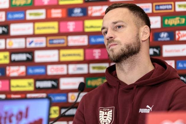 SOCCER - FIFA WC quali, AUT vs BIH VIENNA,AUSTRIA,17.NOV.25 - FIFA World Cup, WM, Weltmeisterschaft, Fussball 2026, European Qualifiers, group stage, OEFB international match, Länderspiel, Nationalmannschaft Austria vs Bosnia and Herzegovina, preview, press conference, PK, Pressekonferenz AUT. Image shows Marko Arnautovic (AUT).  GEPAxpictures xArminxRauthner