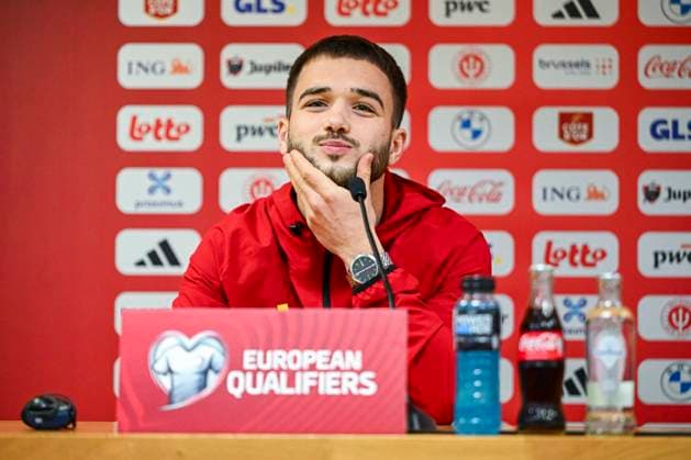Belgium v Liechtenstein - FIFA World Cup, WM, Weltmeisterschaft, Fussball 2026 UEFA Qualifiers - Media Activities 17 11 2025 LIEGE, BELGIUM - NOVEMBER 17 : Raskin Nicolas midfielder of Belgium talking to the press during a press conference, PK, Pressekonferenz ahead of the FIFA World Cup 2026 UEFA European Qualifiers group J qualifying round matchday 10 between Belgium and Liechtenstein on November 17, 2025 in Liege, Belgium, 17 11 2025 Liege Belgium  Copyright: xVincentxKalutx